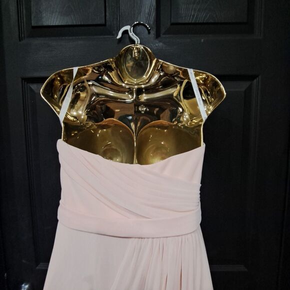 DAVID'S BRIDAL Pink Mesh Grecian Inspired Draped Formal Dress Gown SZ: 8 - Picture 8 of 16